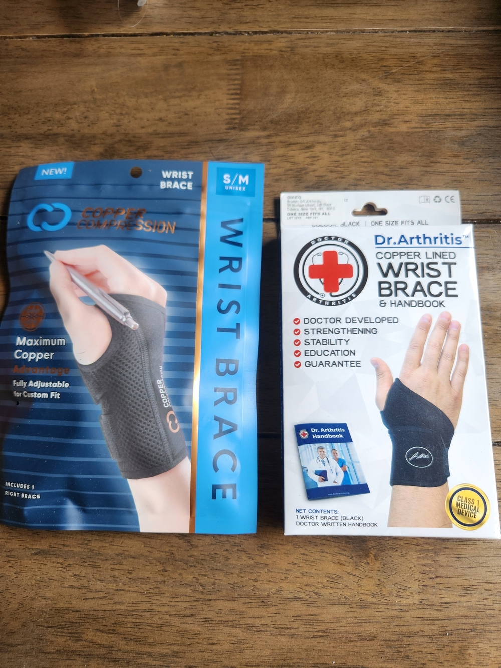 Copper Lined Black Wrist Brace - Stabilizing Support